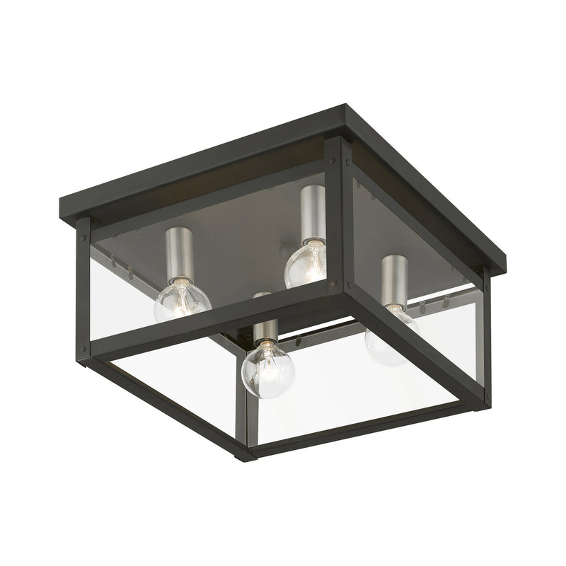 Livex Lighting 4032-04 Four Light Flush Mount, Black w/Brushed Nickel Finish Candles