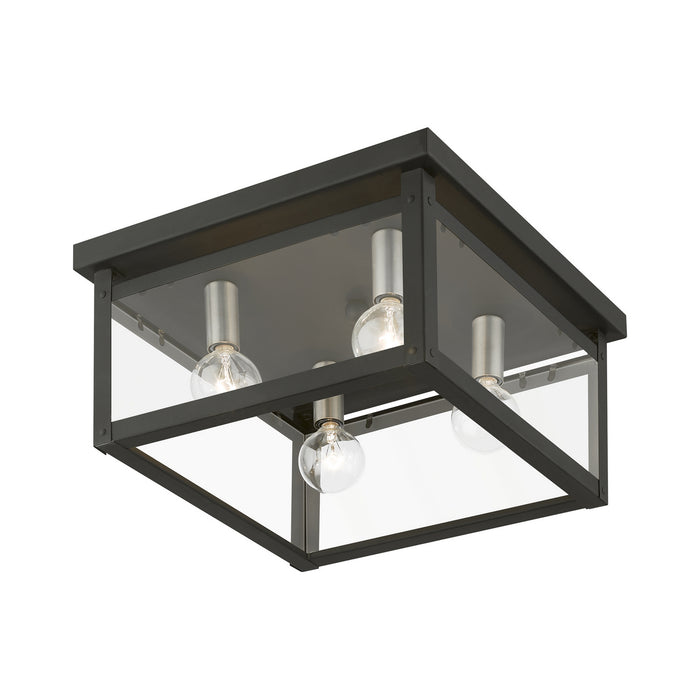 Livex Lighting 4032-04 Four Light Flush Mount, Black w/Brushed Nickel Finish Candles