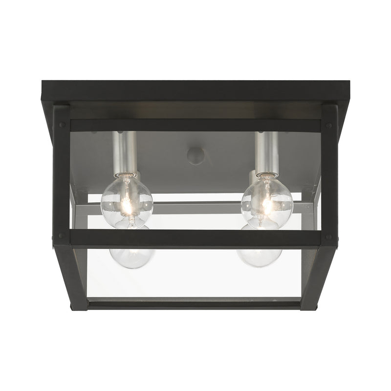 Livex Lighting 4032-04 Four Light Flush Mount, Black w/Brushed Nickel Finish Candles