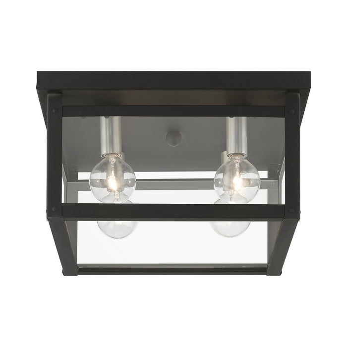 Livex Lighting 4032-04 Four Light Flush Mount, Black w/Brushed Nickel Finish Candles
