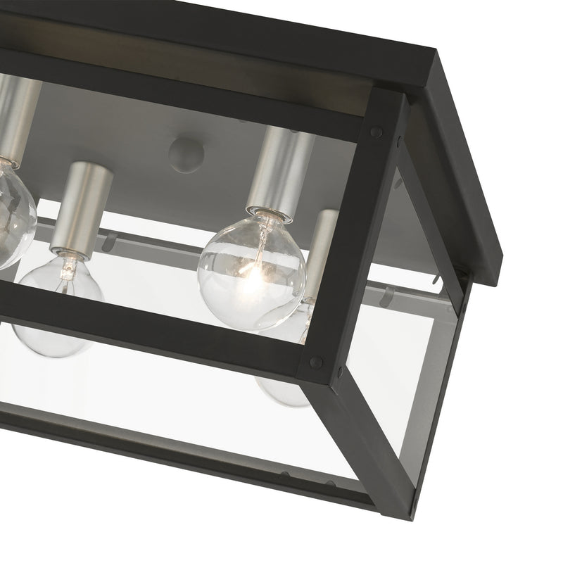 Livex Lighting 4032-04 Four Light Flush Mount, Black w/Brushed Nickel Finish Candles