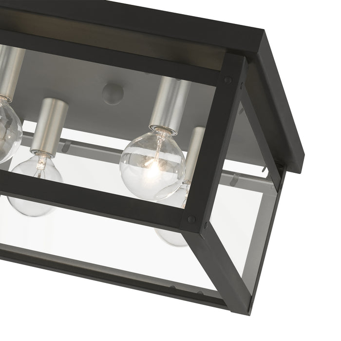 Livex Lighting 4032-04 Four Light Flush Mount, Black w/Brushed Nickel Finish Candles