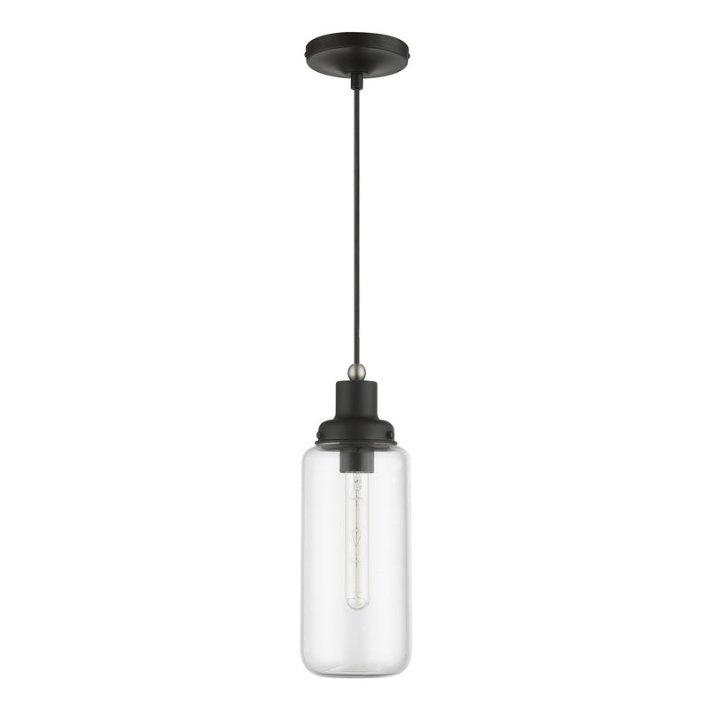 Livex Lighting 40614-04 One Light Mini Pendant, Black w/Brushed Nickel