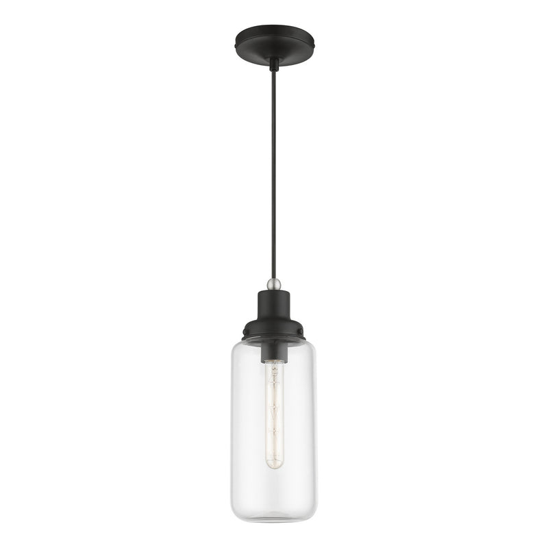 Livex Lighting 40614-04 One Light Mini Pendant, Black w/Brushed Nickel