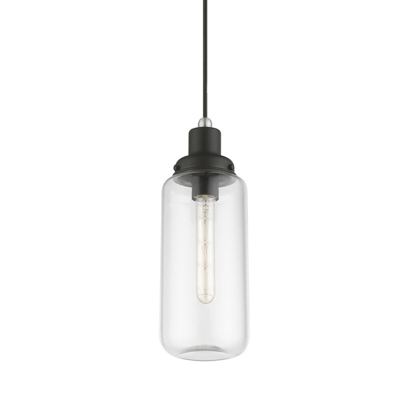 Livex Lighting 40614-04 One Light Mini Pendant, Black w/Brushed Nickel