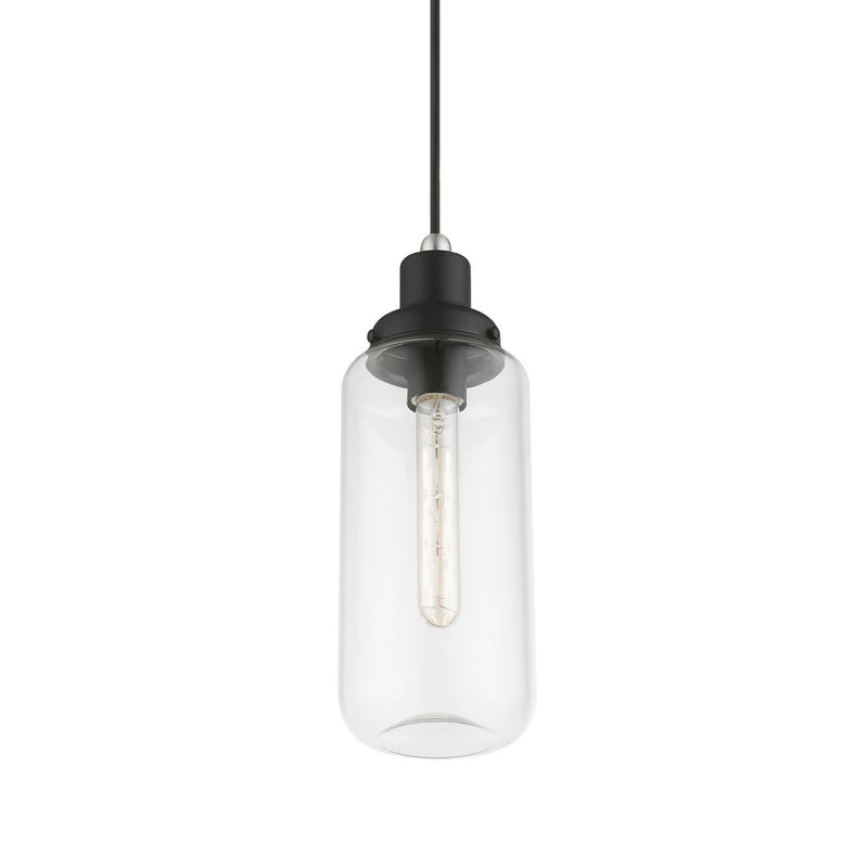 Livex Lighting 40614-04 One Light Mini Pendant, Black w/Brushed Nickel