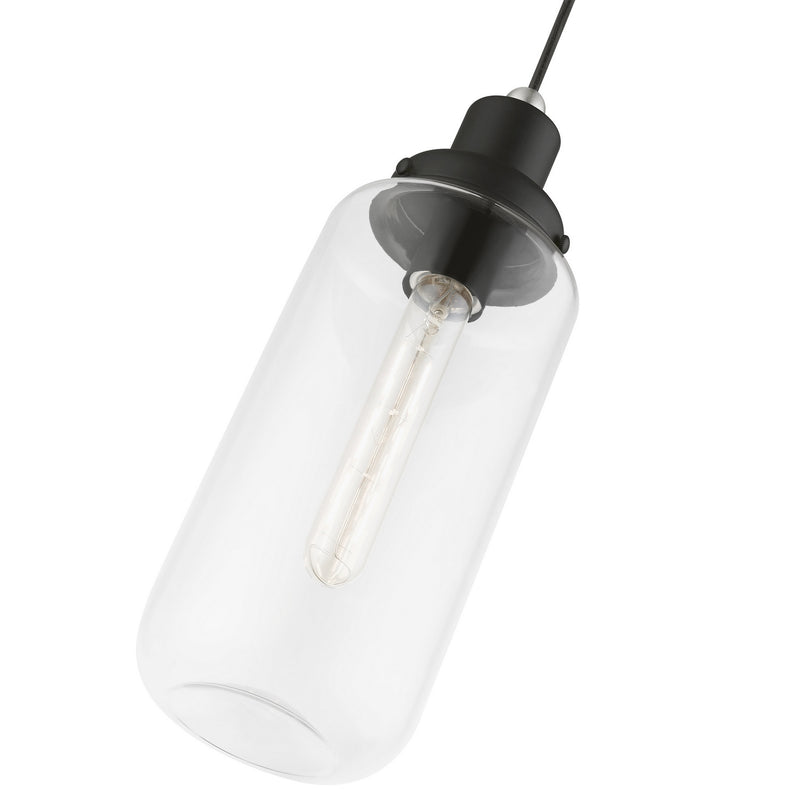 Livex Lighting 40614-04 One Light Mini Pendant, Black w/Brushed Nickel