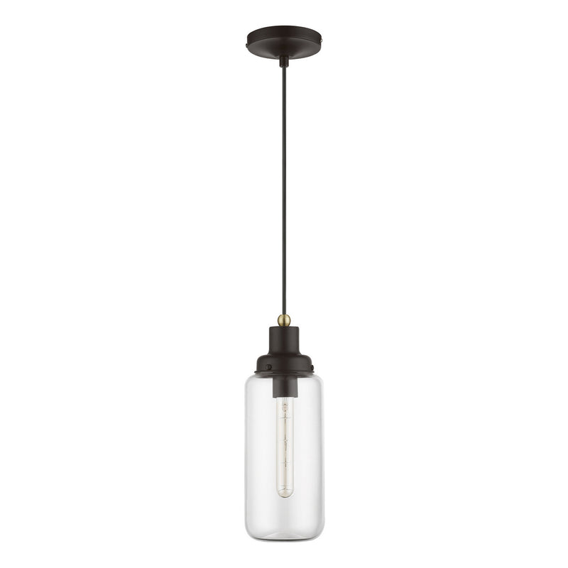 Livex Lighting 40614-07 One Light Mini Pendant, Bronze w/Antique Brass