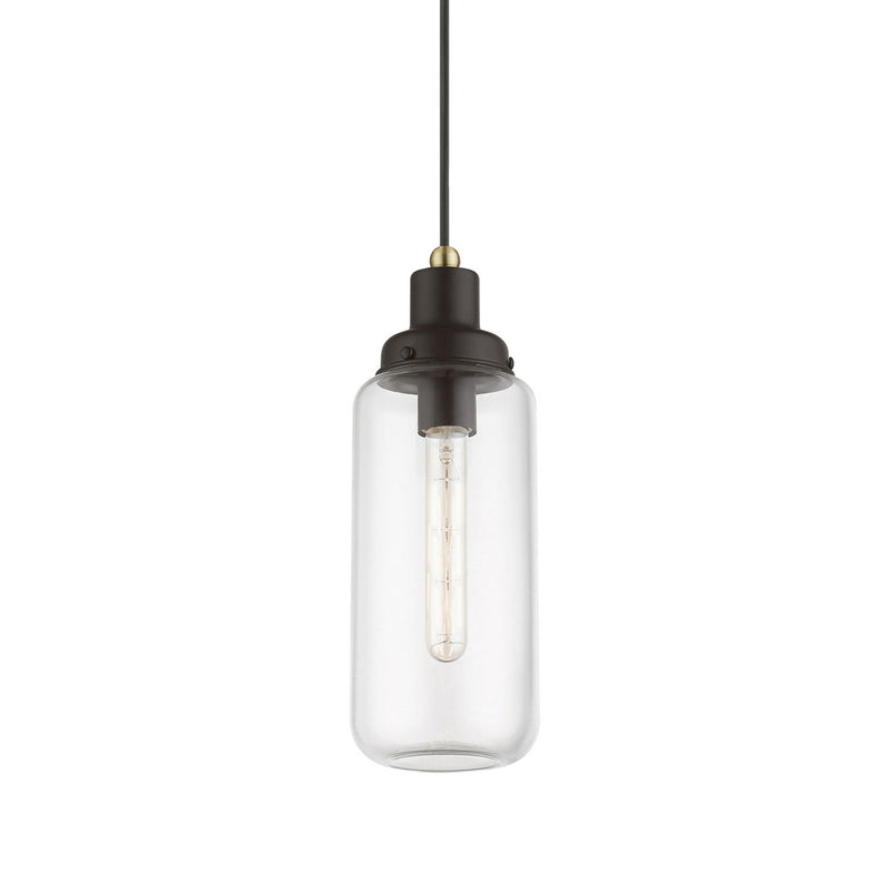 Livex Lighting 40614-07 One Light Mini Pendant, Bronze w/Antique Brass