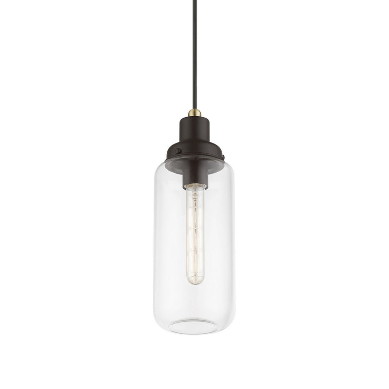 Livex Lighting 40614-07 One Light Mini Pendant, Bronze w/Antique Brass