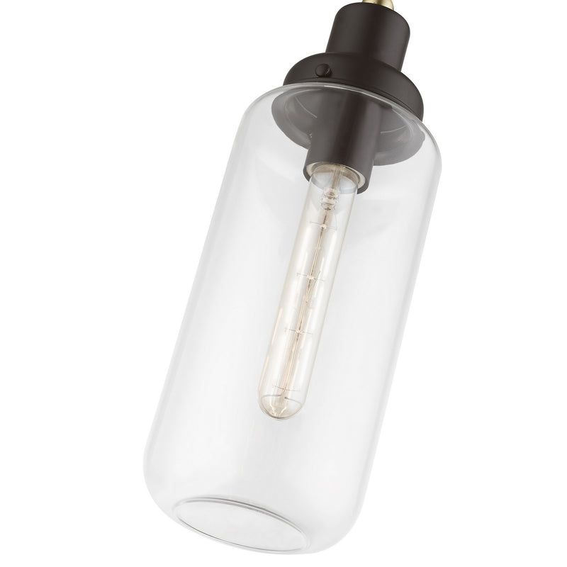 Livex Lighting 40614-07 One Light Mini Pendant, Bronze w/Antique Brass