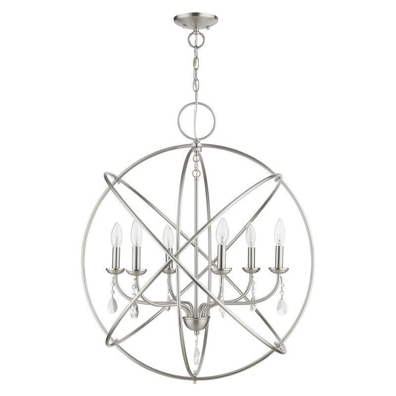 Livex Lighting 40906-91 Six Light Chandelier, Brushed Nickel