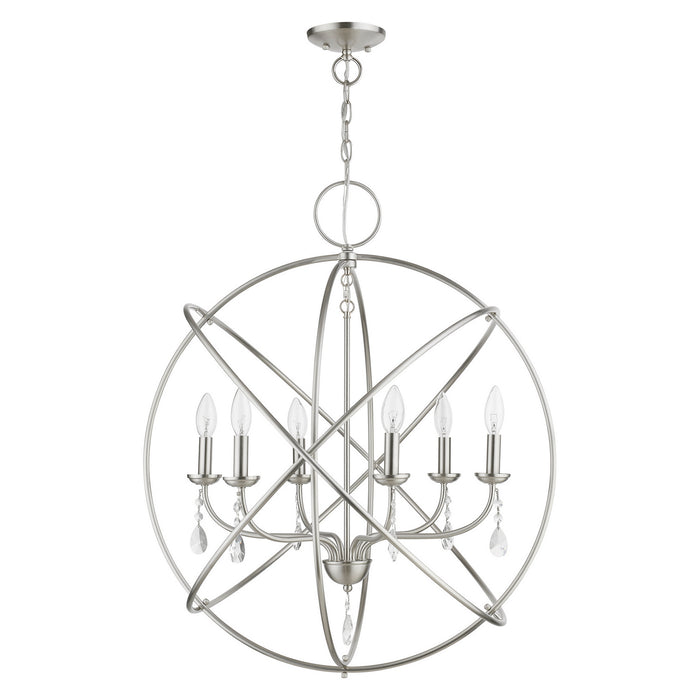 Livex Lighting 40906-91 Six Light Chandelier, Brushed Nickel