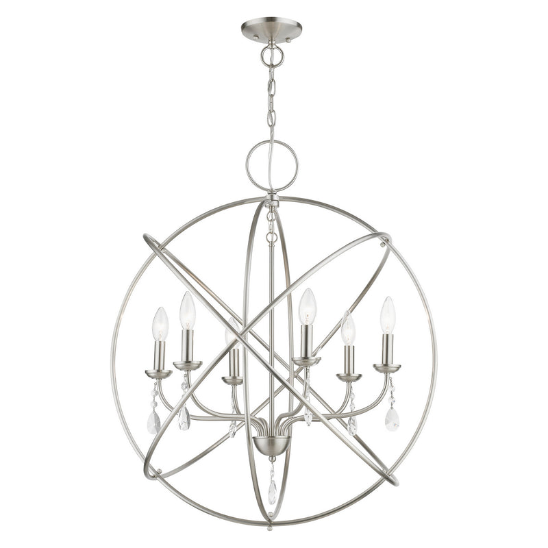 Livex Lighting 40906-91 Six Light Chandelier, Brushed Nickel