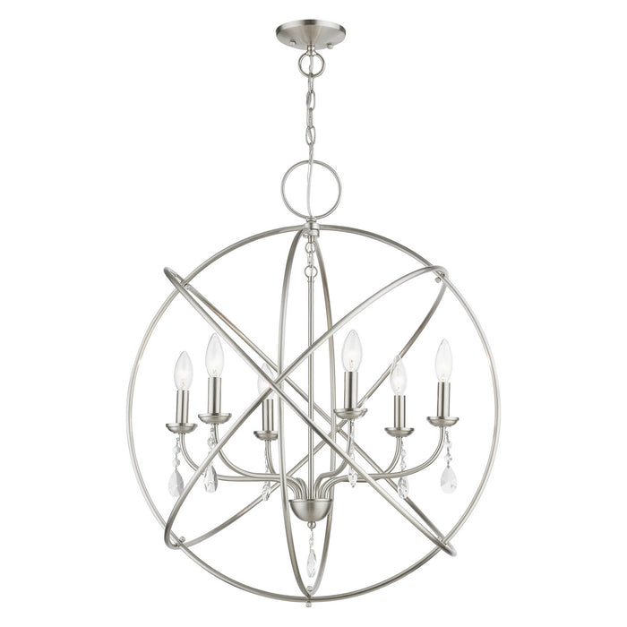 Livex Lighting 40906-91 Six Light Chandelier, Brushed Nickel