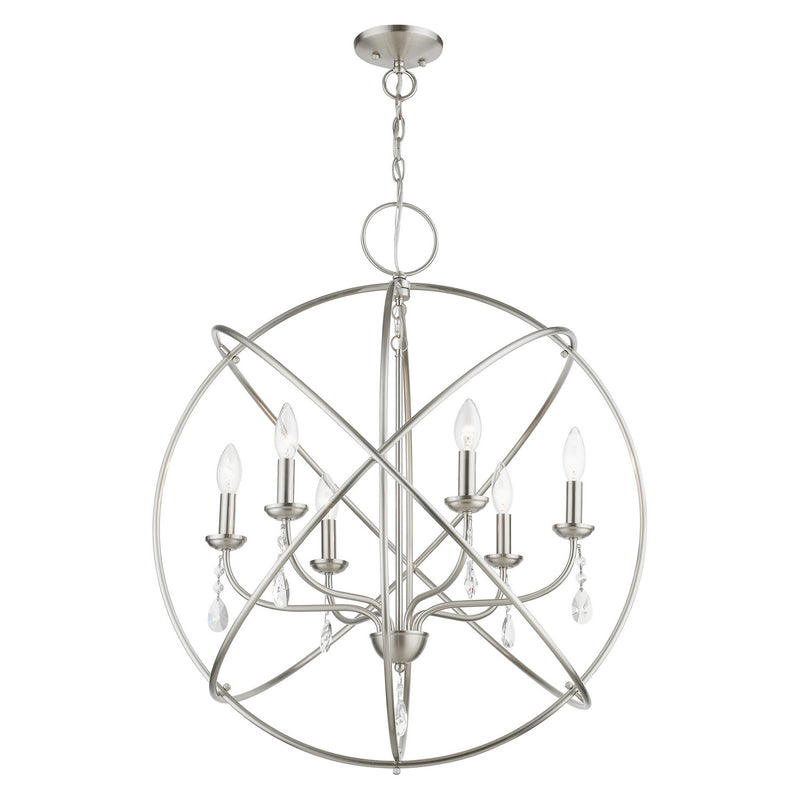 Livex Lighting 40906-91 Six Light Chandelier, Brushed Nickel