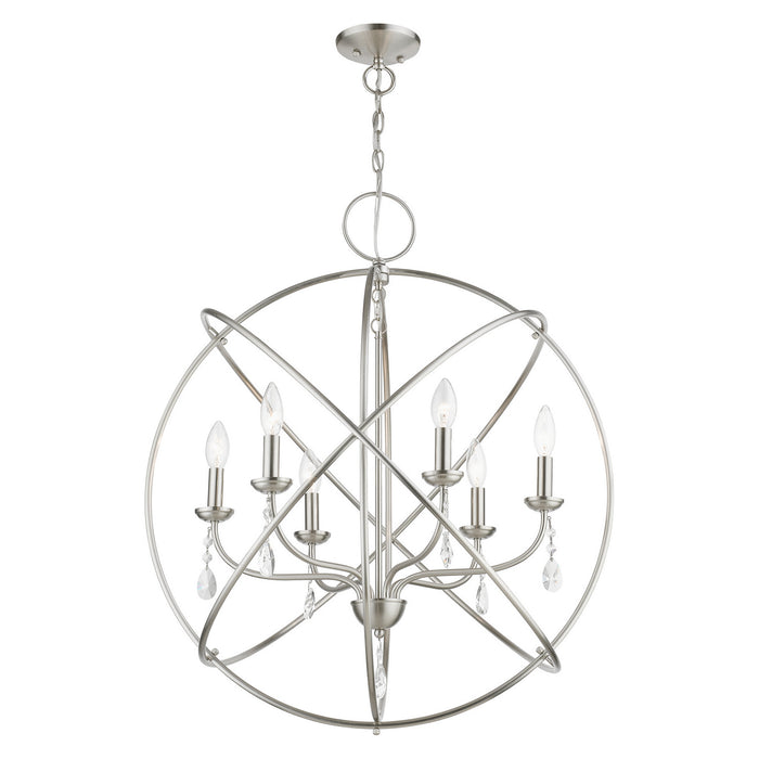 Livex Lighting 40906-91 Six Light Chandelier, Brushed Nickel