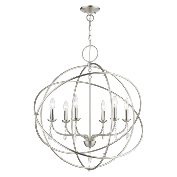 Livex Lighting 40906-91 Six Light Chandelier, Brushed Nickel