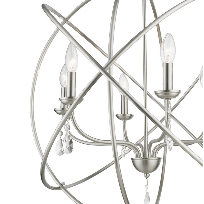 Livex Lighting 40906-91 Six Light Chandelier, Brushed Nickel