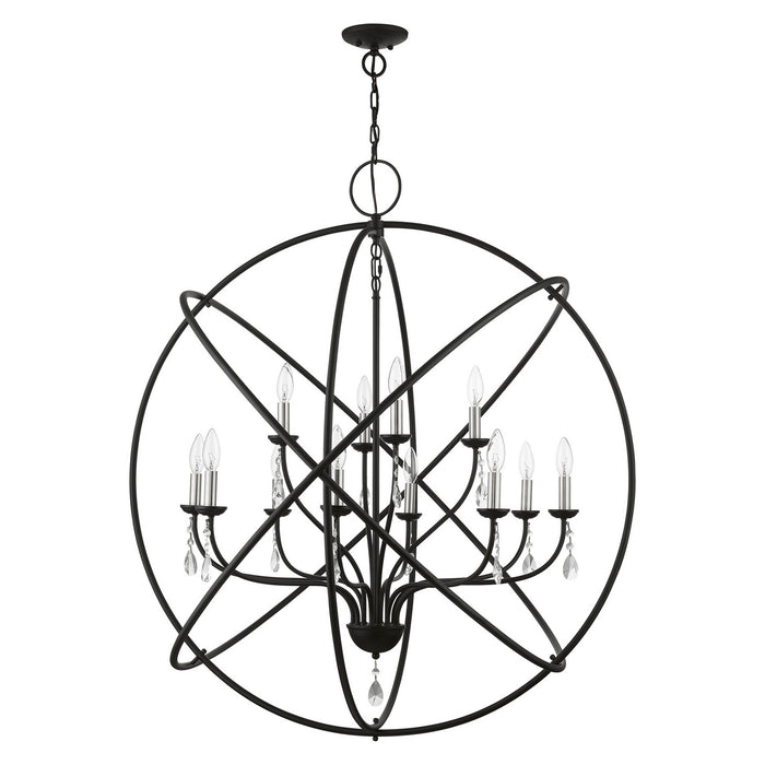 Livex Lighting 40909-04 12 Light Foyer Chandelier, Black w/Brushed Nickel Finish Candles