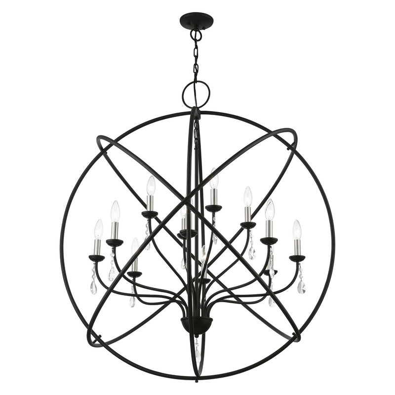 Livex Lighting 40909-04 12 Light Foyer Chandelier, Black w/Brushed Nickel Finish Candles