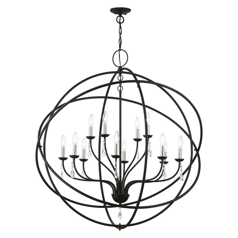 Livex Lighting 40909-04 12 Light Foyer Chandelier, Black w/Brushed Nickel Finish Candles
