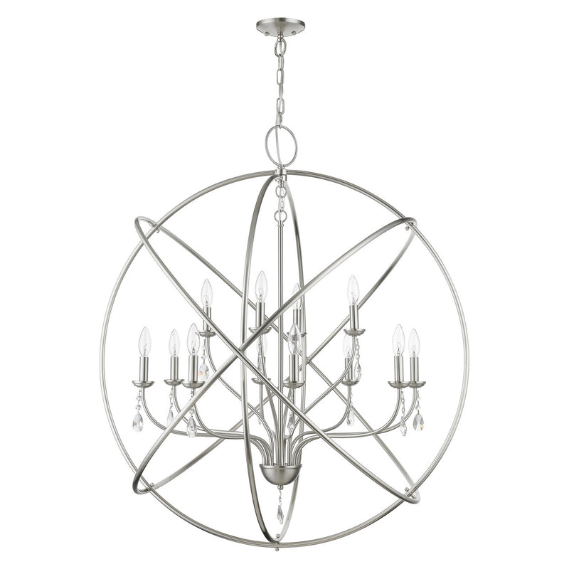 Livex Lighting 40909-91 12 Light Foyer Chandelier, Brushed Nickel