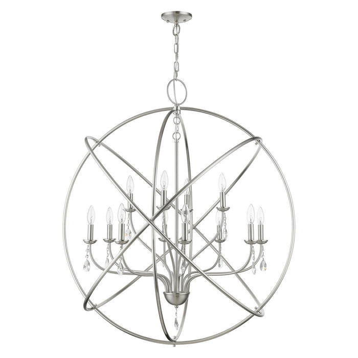 Livex Lighting 40909-91 12 Light Foyer Chandelier, Brushed Nickel
