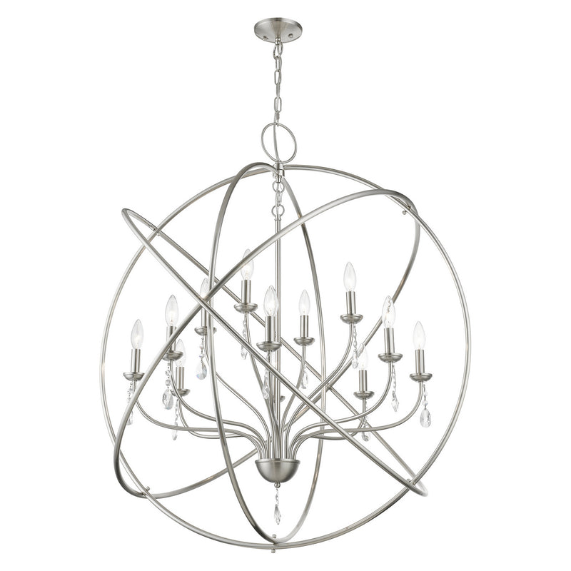Livex Lighting 40909-91 12 Light Foyer Chandelier, Brushed Nickel