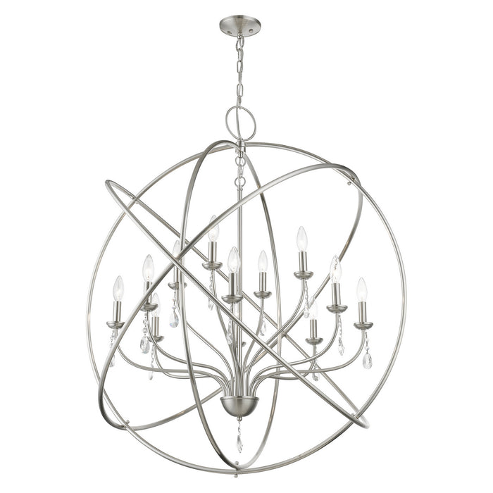Livex Lighting 40909-91 12 Light Foyer Chandelier, Brushed Nickel