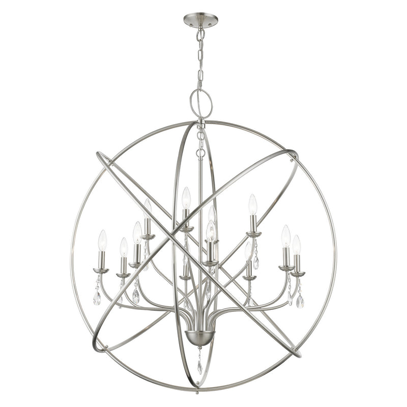 Livex Lighting 40909-91 12 Light Foyer Chandelier, Brushed Nickel