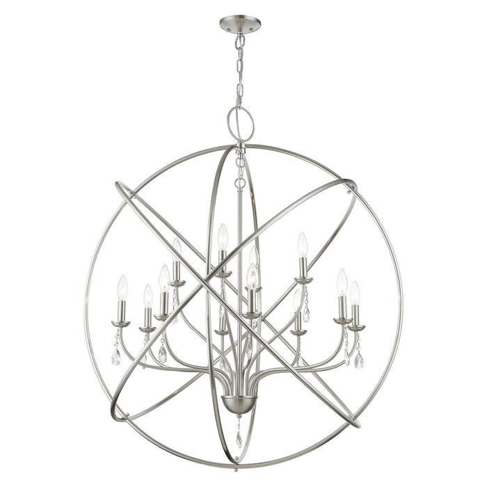 Livex Lighting 40909-91 12 Light Foyer Chandelier, Brushed Nickel