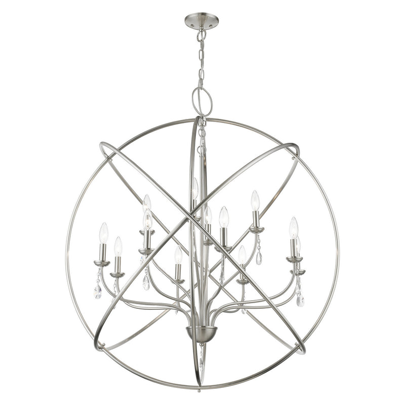 Livex Lighting 40909-91 12 Light Foyer Chandelier, Brushed Nickel