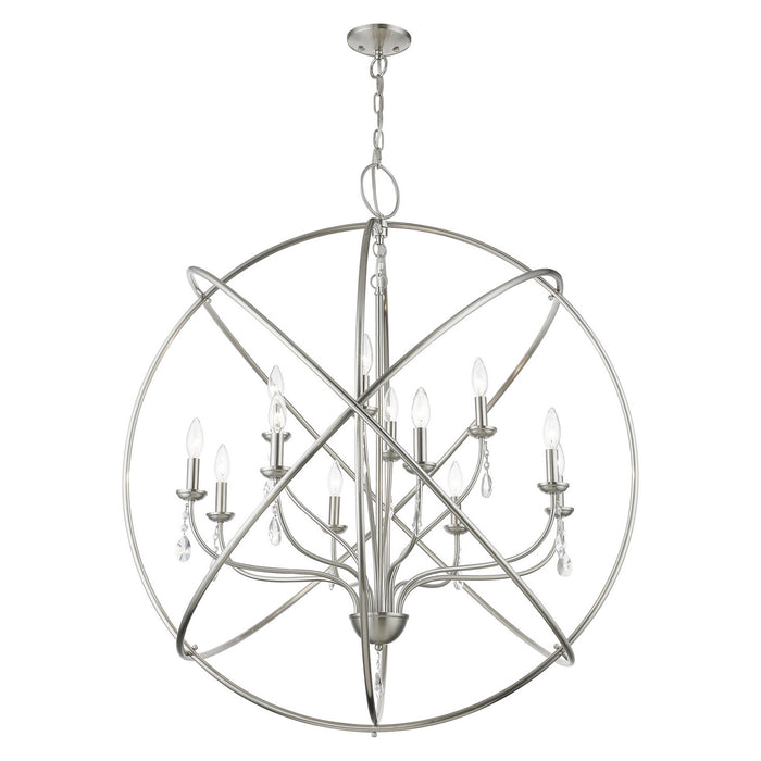 Livex Lighting 40909-91 12 Light Foyer Chandelier, Brushed Nickel
