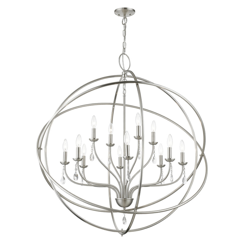 Livex Lighting 40909-91 12 Light Foyer Chandelier, Brushed Nickel