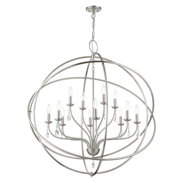 Livex Lighting 40909-91 12 Light Foyer Chandelier, Brushed Nickel