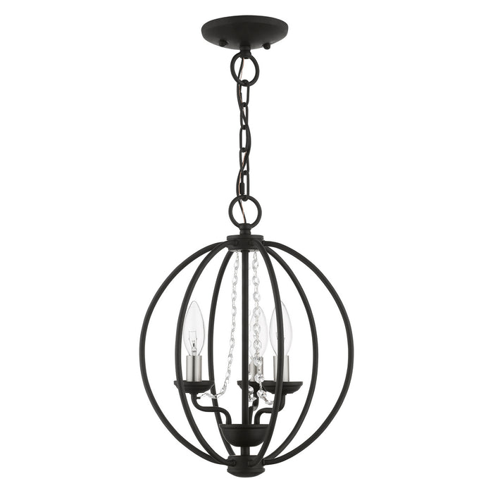 Livex Lighting 40913-04 Three Light Convertible Mini Chandelier/ Semi-Flush, Black w/Brushed Nickel Finish Candles