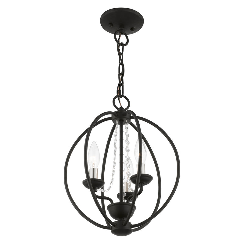 Livex Lighting 40913-04 Three Light Convertible Mini Chandelier/ Semi-Flush, Black w/Brushed Nickel Finish Candles