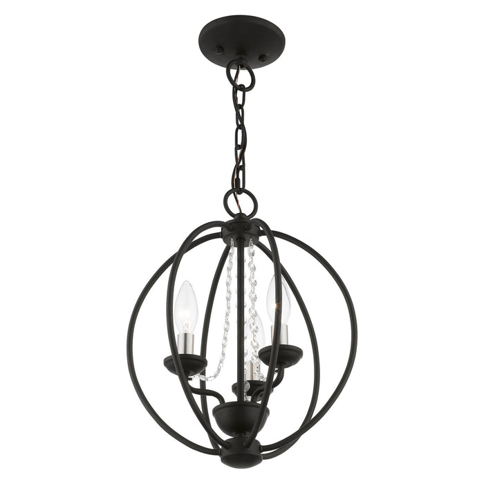 Livex Lighting 40913-04 Three Light Convertible Mini Chandelier/ Semi-Flush, Black w/Brushed Nickel Finish Candles