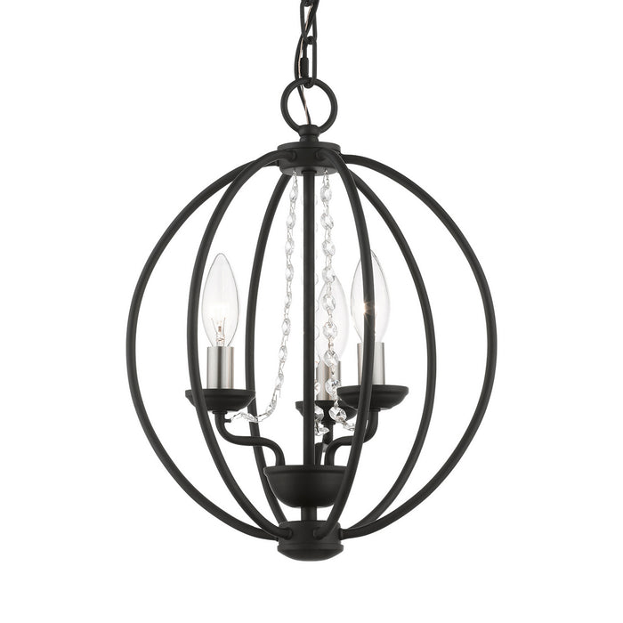 Livex Lighting 40913-04 Three Light Convertible Mini Chandelier/ Semi-Flush, Black w/Brushed Nickel Finish Candles