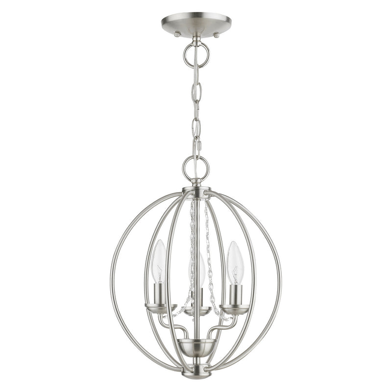Livex Lighting 40913-91 Three Light Convertible Mini Chandelier/ Semi-Flush, Brushed Nickel