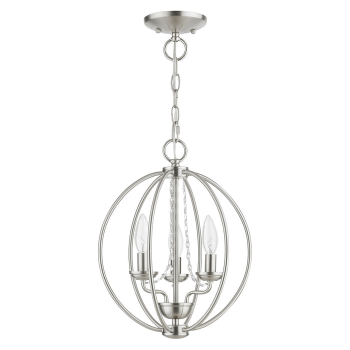 Livex Lighting 40913-91 Three Light Convertible Mini Chandelier/ Semi-Flush, Brushed Nickel