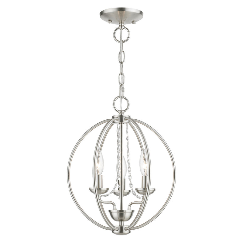 Livex Lighting 40913-91 Three Light Convertible Mini Chandelier/ Semi-Flush, Brushed Nickel