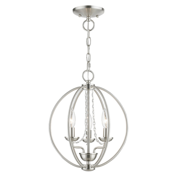 Livex Lighting 40913-91 Three Light Convertible Mini Chandelier/ Semi-Flush, Brushed Nickel