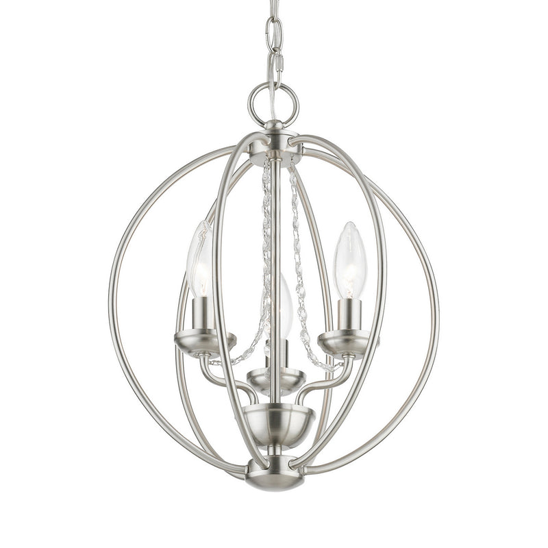 Livex Lighting 40913-91 Three Light Convertible Mini Chandelier/ Semi-Flush, Brushed Nickel