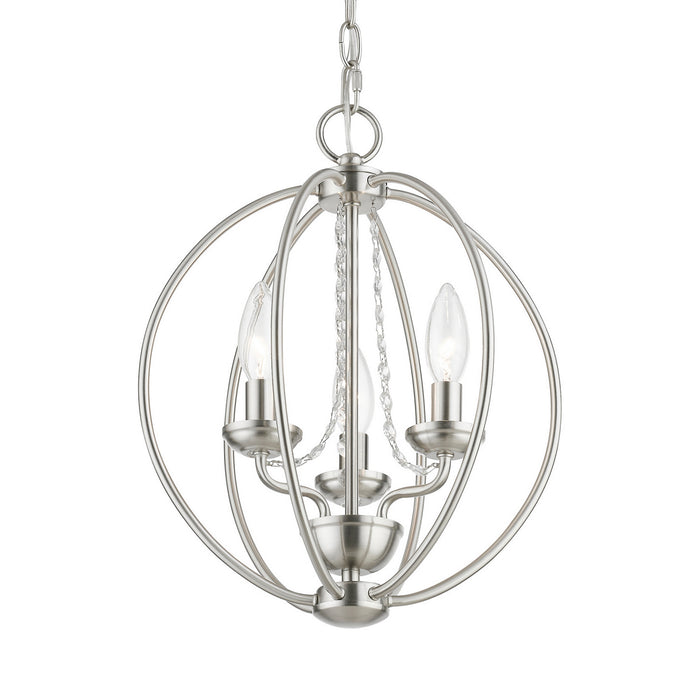 Livex Lighting 40913-91 Three Light Convertible Mini Chandelier/ Semi-Flush, Brushed Nickel