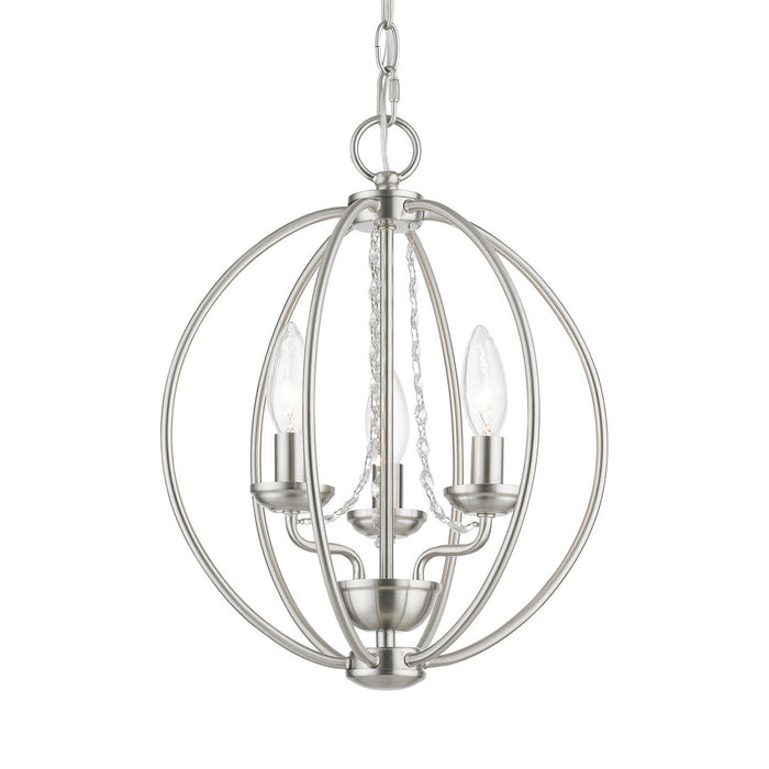 Livex Lighting 40913-91 Three Light Convertible Mini Chandelier/ Semi-Flush, Brushed Nickel
