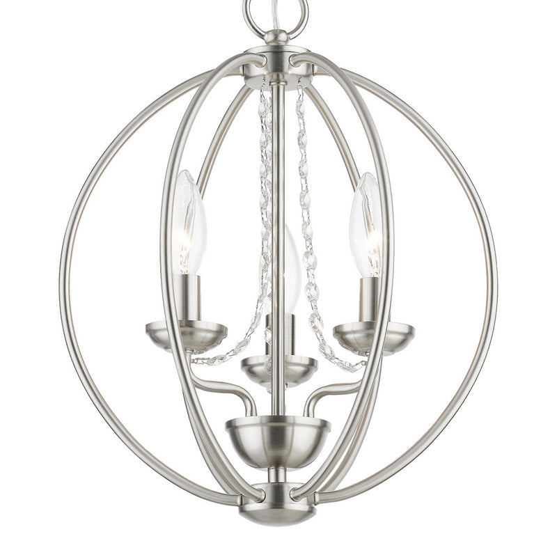 Livex Lighting 40913-91 Three Light Convertible Mini Chandelier/ Semi-Flush, Brushed Nickel