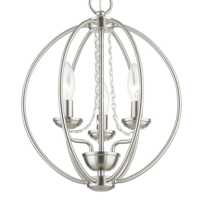 Livex Lighting 40913-91 Three Light Convertible Mini Chandelier/ Semi-Flush, Brushed Nickel