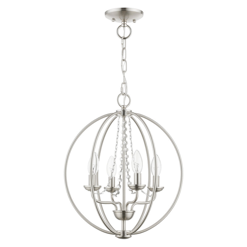 Livex Lighting 40914-91 Four Light Convertible Chandelier/ Semi-Flush, Brushed Nickel
